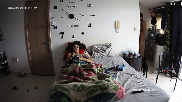 special candid perfect bare feet closeup scenes Bedroom camera at Jara & Valen reallifecam apartment at Voyeur House TV 29.03.2026 from 13 h 16 min to 14 h 32 min