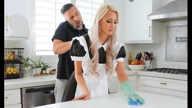 Blonde Maid In Stockings Gets Fucked And Explodes In Cum