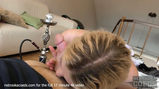 Blonde Babe With Huge Tits Gives Blowjob And Titjob By Hookah