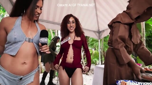 Big Ass Brunette Takes Hard Cock Outdoors at Renaissance Fair Fantasy Roleplay