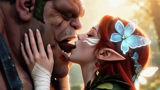 Wild Jungle Adventure: Elf Girl X Ugly Man (Cartoon Fantasy) AI Generated