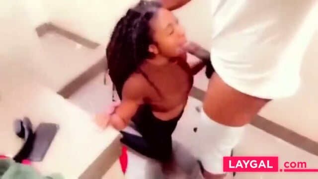 Truck Stop Blowjob - She Takes My Big Cock in the Bathroom