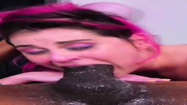 Sloppy Emo Slut Facefucks Black Cock