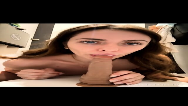 Cute mariid masturbating squirting hard riding dildo