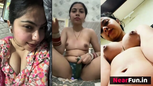 Beautiful Newly Wed Horny Punjabi Wife Self Recording Fucking Herself with Cucumber Riding  Anal Fuck with Dildo for Hubby