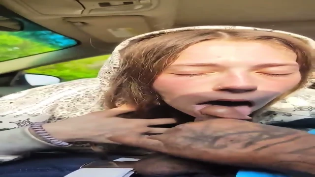 Homeless Girl Having Small Tits Giving Blowjob Inside Car