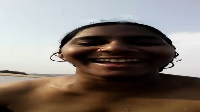 Mature Indian Couple Outdoor Enjoying In River