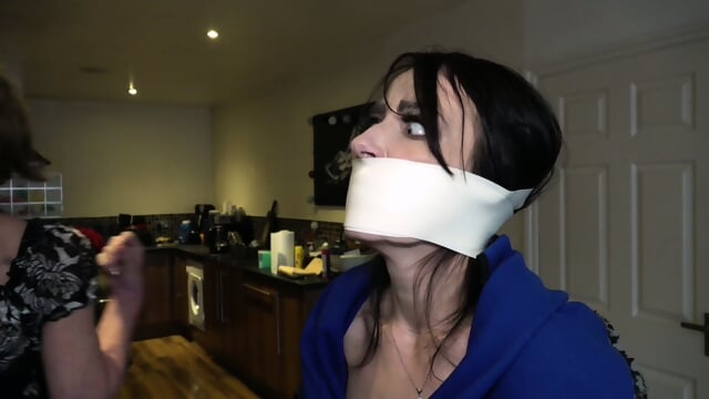 Lesbian bondage gag kissing