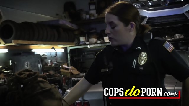 Mechanic drills female cop s pussy in different positions