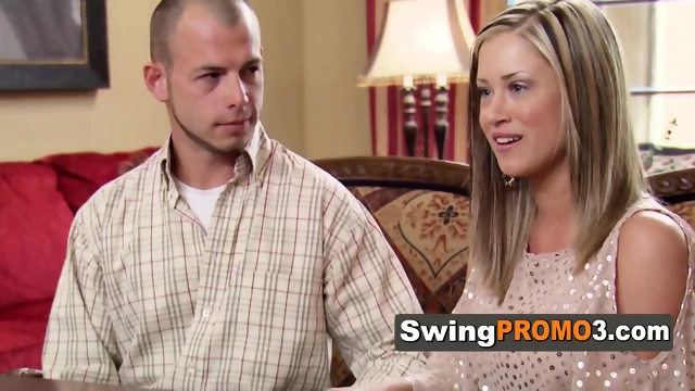 Swinger couple feeling great signs contract and head out to the swing party