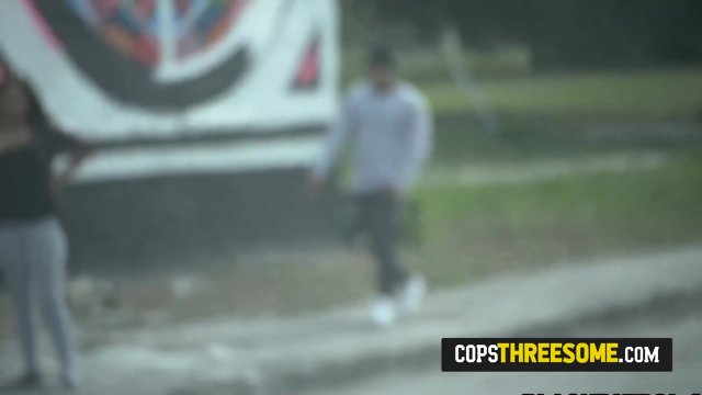 Latin thief is contrived into taking turns to drill milf cops in doggystyle