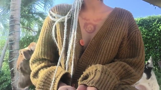 Playing with my pussy outside; cum home & cum at home