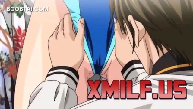 Outdoor 3d anime 3some with sexy blonde in swim suit by