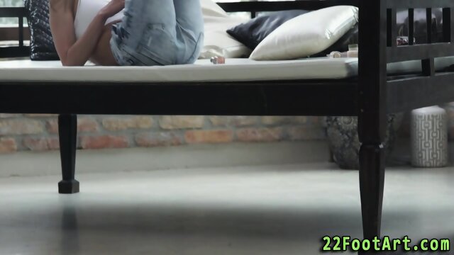 Blonde rubs cum on toes after footjob