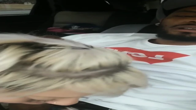 White bitch sucking bbc in public