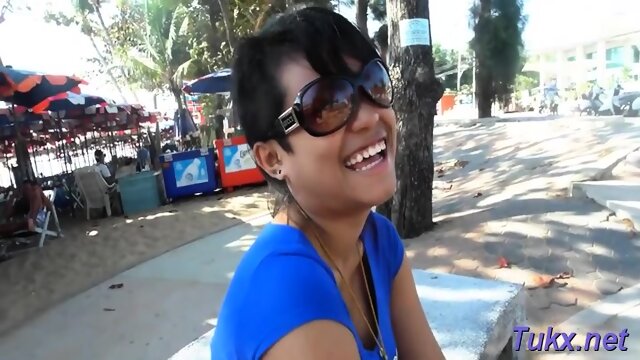 Angelic brunette sweetie enjoys sex with a random pal