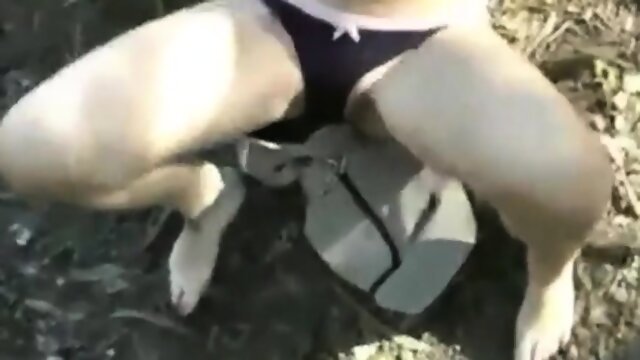 Blonde girl wanted to fuck in the woods and tastes the cum