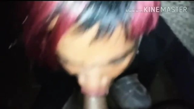 I bust in this slut mouth in backyard