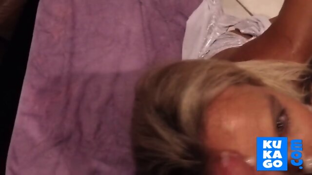 Girl enjoying multiple men cumming on her