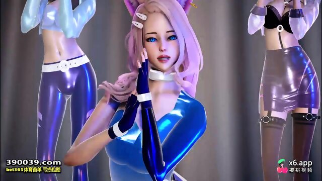 MMD EVERGLOW - ADIOS KDA Ahri Akali Kaisa Seraphine Evelynn Sexy Striptease