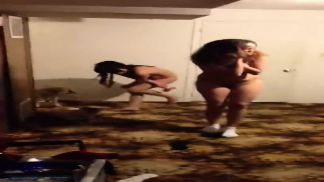 Group of girls lose at strip beer pong
