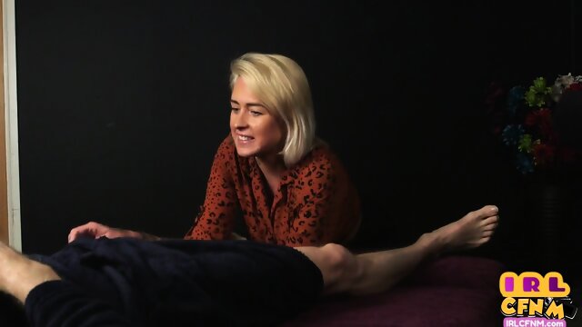 CFNM amateur tattooed MILF sucks and wanks hard dick