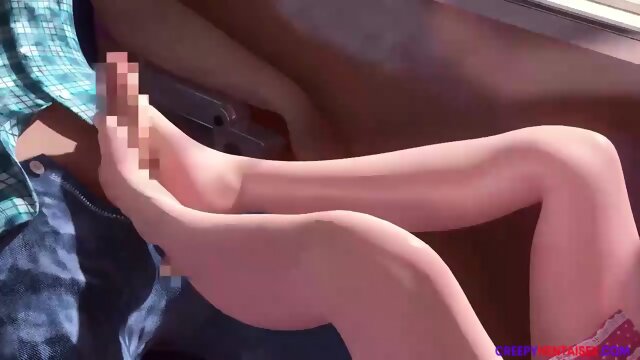 Small Teen Gives A Guy A FootJob In a Train