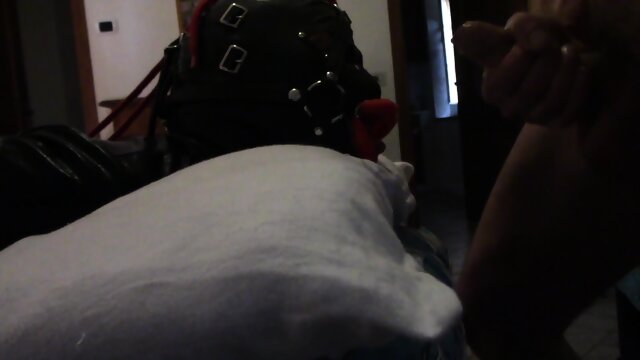 Laura hogtied and hooded with a lip open mouth gag has her throat fucked for 15 minutes (teaser only)