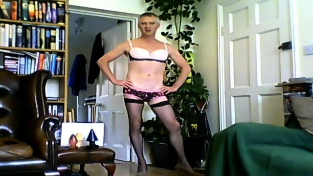 Tranny sissy drew having just been fucked bare displays her modified boipussy ass hole and wanks untill cumshot