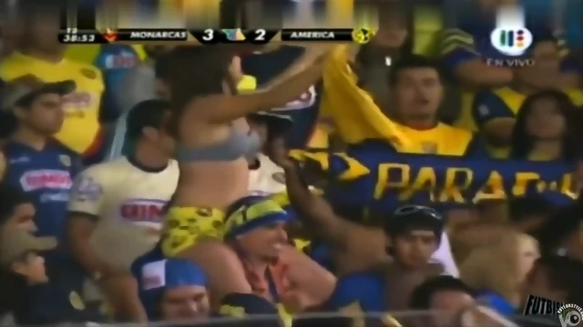 Football fan tits flashing caught on cam