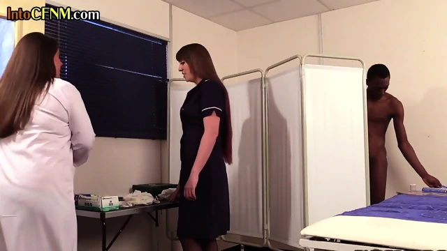CFNM nurse ladies seduce naked BBC guy in medical room
