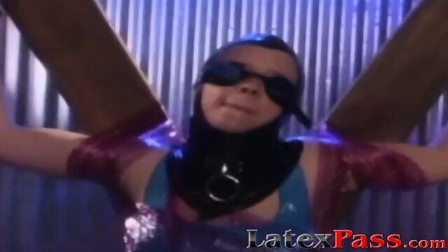 Bound lesbian sub dominated by vintage Mistress and toys