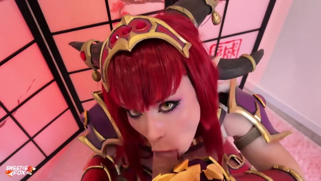 Hot Busty Alexstrasza from World of Warcraft Deepthroats and Hard Fucks Cock POV